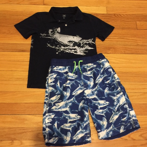 GAP Other - Gap boys Swim Trunks and short sleeve polo shirt 8